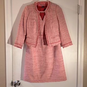 White House Black Market, WHBM, Pink Tweed Dress Suit
